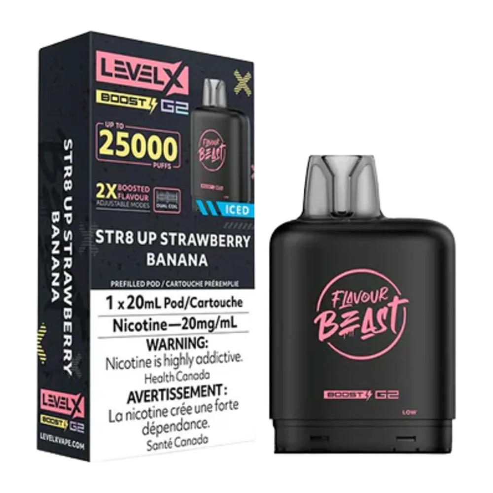 flavour beast Level X Boost 25k g2 str8 strawberry banana ice flavour beast Level X Boost 25k g2 str8 strawberry banana ice