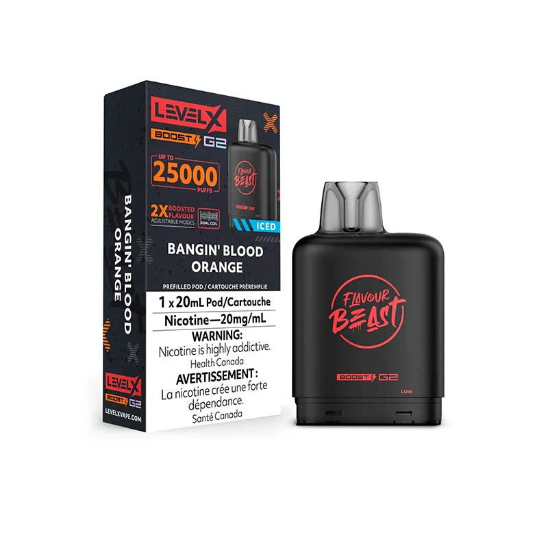 flavour beast Level X Boost 25k g2 Bangin' Blood Orange Ice flavour beast Level X Boost 25k g2 Bangin' Blood Orange Ice