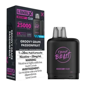 flavour beast Level X Boost 25k g2 Groovy Grape Passionfruit Ice