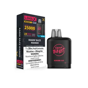 flavour beast Level X Boost 25k g2 ragin'razz mango ice