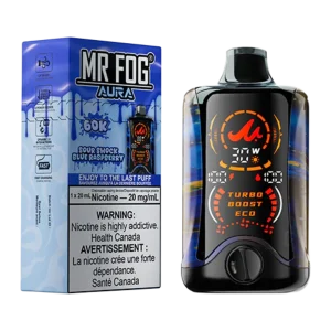 Mr fog aura 60k sour shock blue raspberry Mr fog aura 60k sour shock blue raspberry