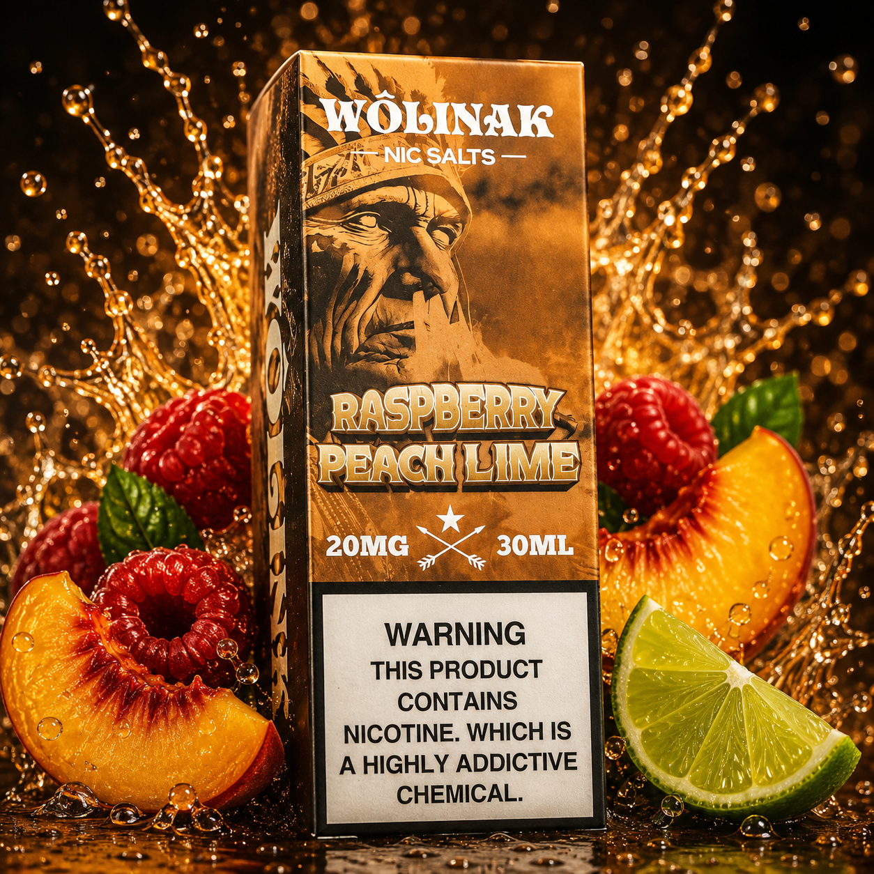 Juice Wôlinak salt 30ml raspberry peach lime Juice Wôlinak salt 30ml raspberry peach lime